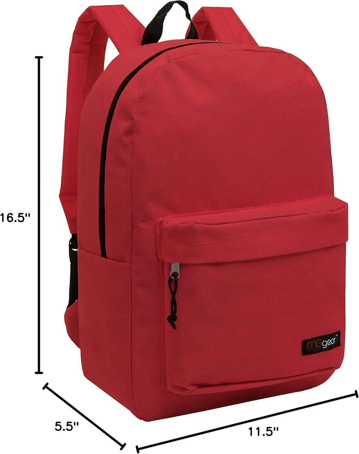 imageMGgear Wholesale Bulk Case of 24 Heavy Duty 165quot Basic School Backpacks in Assorted Black Gray Olive Navy Red and Blue Solid Colors Student Bookbag or Travel Backpack