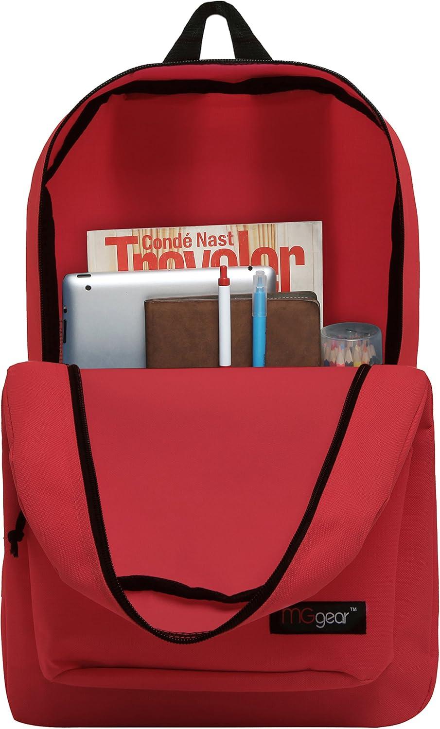 imageMGgear Wholesale Bulk Case of 24 Heavy Duty 165quot Basic School Backpacks in Assorted Black Gray Olive Navy Red and Blue Solid Colors Student Bookbag or Travel Backpack