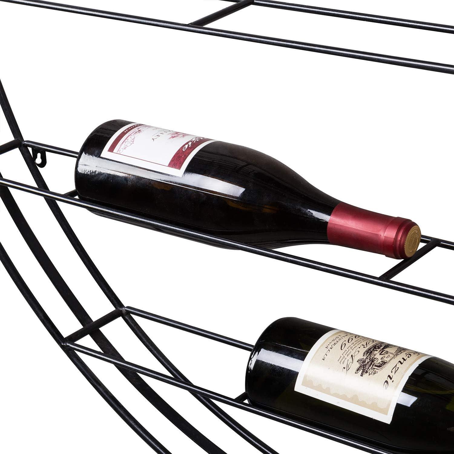 imageMyGif Brass Wine Rack for 9 Bottles Modern Metal Tabletop Holder Horizontal Storage for Kitchen Bar ampamp Dining Room Rustic Industrial Decor with Gold FinishBlack