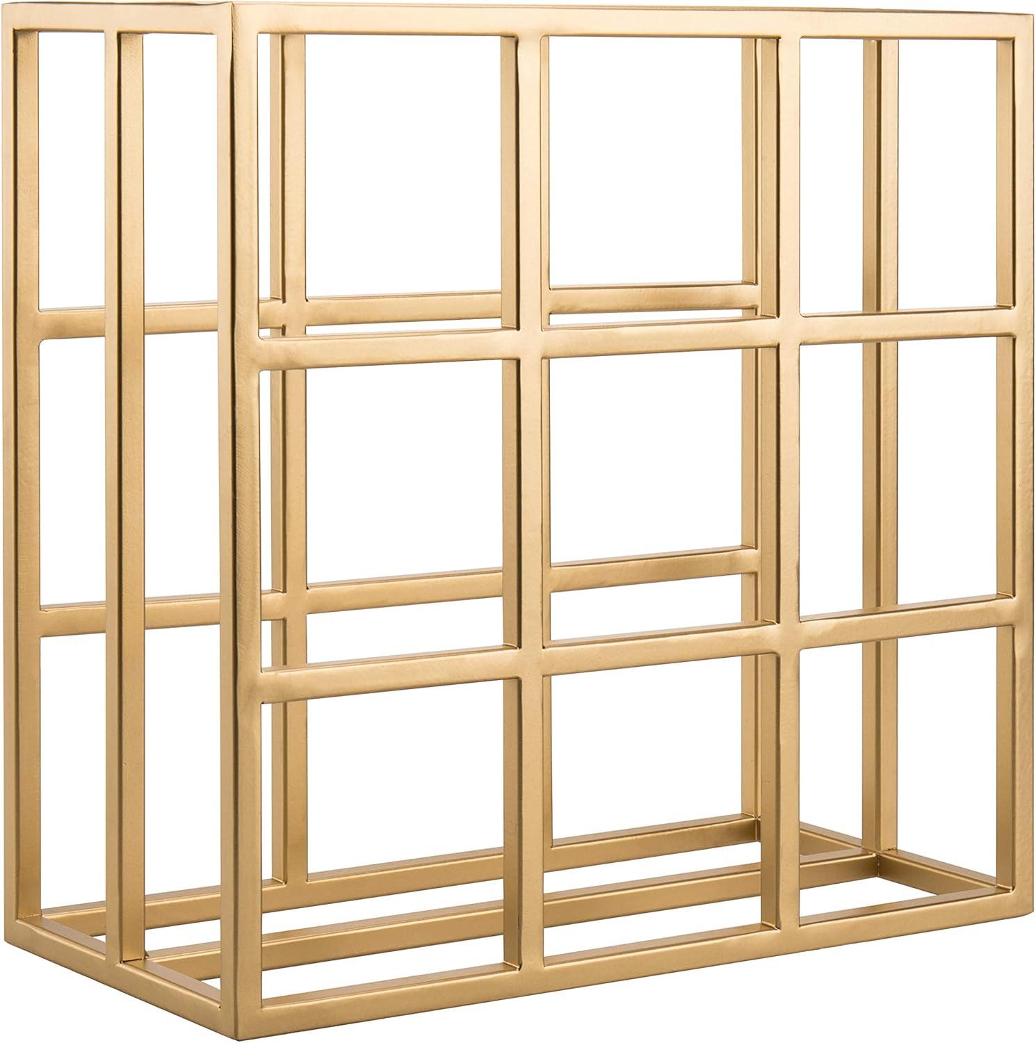 imageMyGif Brass Wine Rack for 9 Bottles Modern Metal Tabletop Holder Horizontal Storage for Kitchen Bar ampamp Dining Room Rustic Industrial Decor with Gold FinishBrass