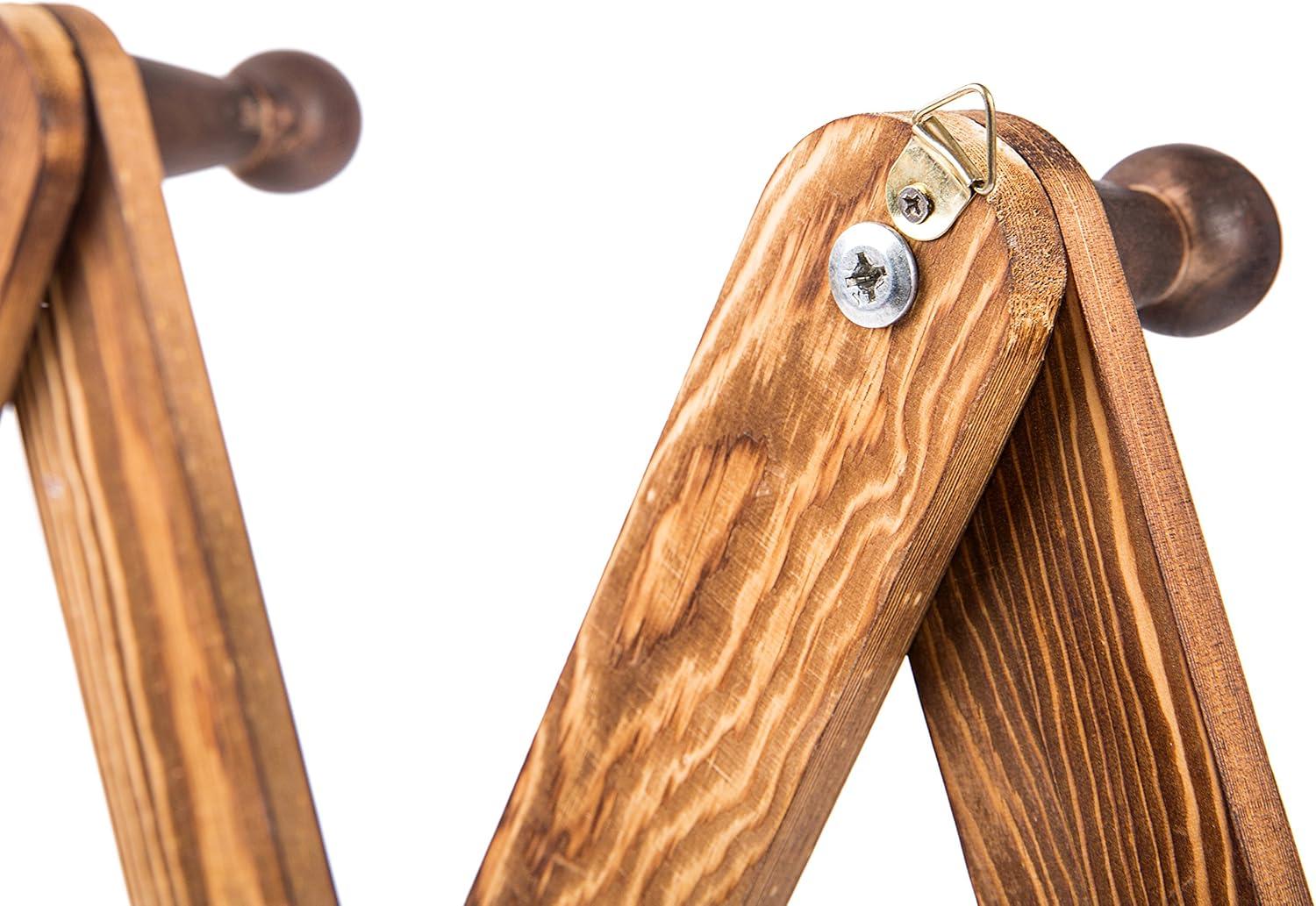 imageMyGift 10 Hook Burnt Wood Wall Mounted Expandable Accordion Peg Coat Rack Hanger for Entryway Mudroom or GarageBurnt Wood