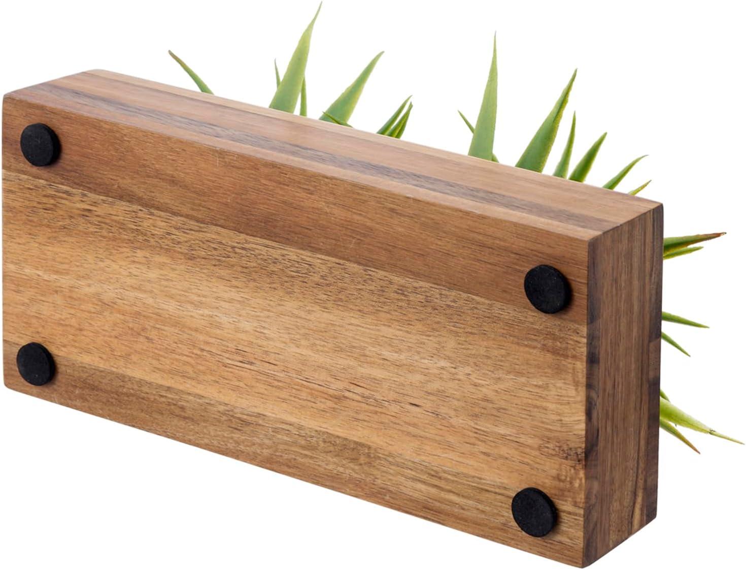 imageMyGift 10 Inch Fake Grass Artificial Plants in Rectangular Black Wood Planter Faux Plants Indoor for Tabletop Centerpiece DcorBrown