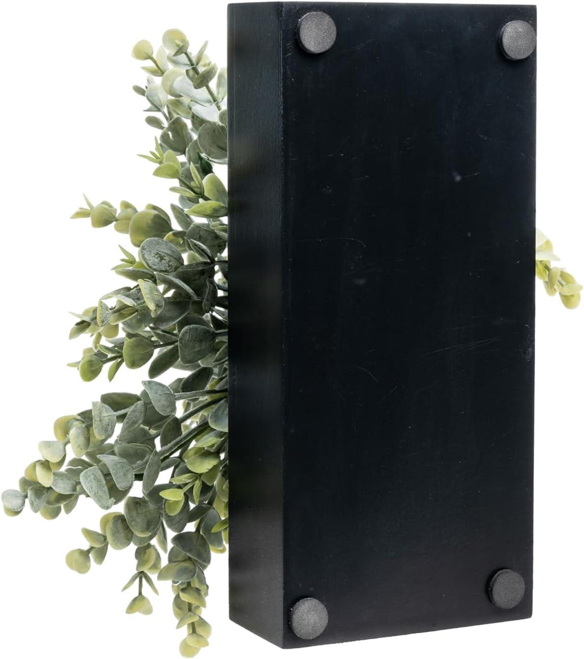 imageMyGift 10 Inch Fake Grass Artificial Plants in Rectangular Black Wood Planter Faux Plants Indoor for Tabletop Centerpiece DcorInk Black