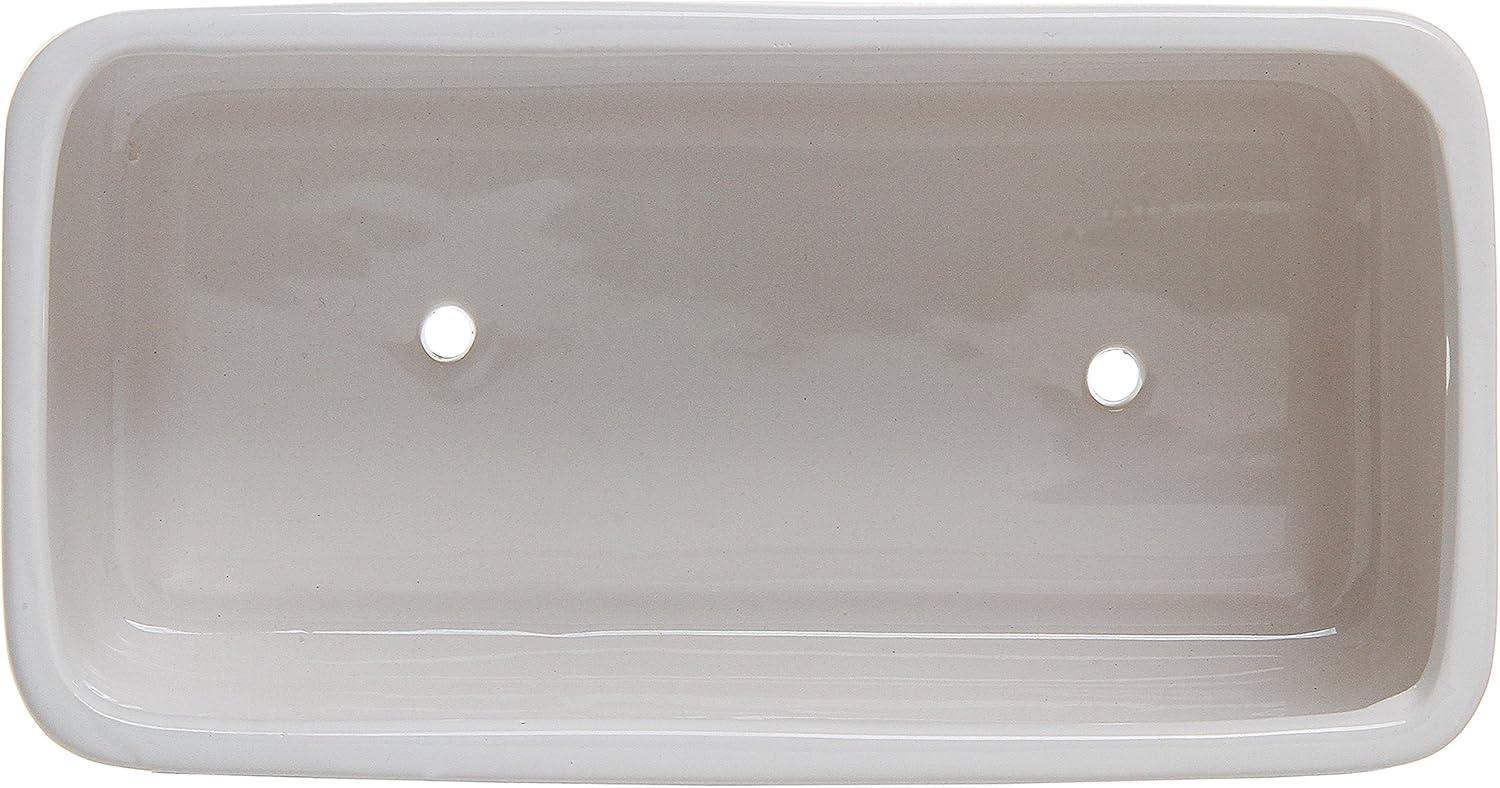 imageMyGift 10 Inch Modern Unglazed White Ceramic Indoor Plant Pot with Drainage Hole Rectangular Succulent Planter Window Box with Removable Saucer 1 Pack10 inch 2 Pack