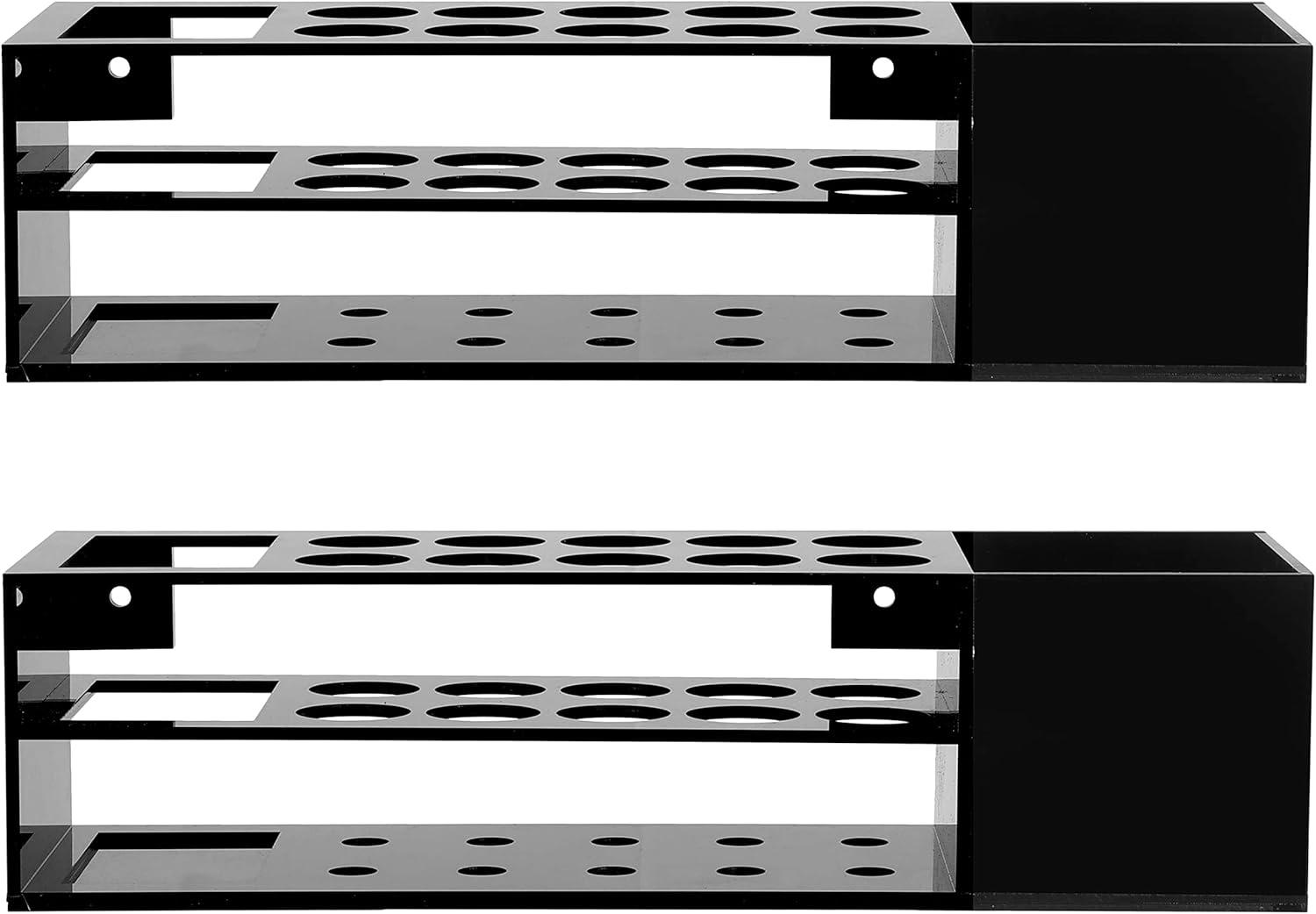 imageMyGift 10 Slot Black Acrylic Whiteboard Marker Holder Organizer Wall Mounted Storage Rack for Dry Erase Markers Eraser and Cleaning Bottle Set of 2Black Set of 2