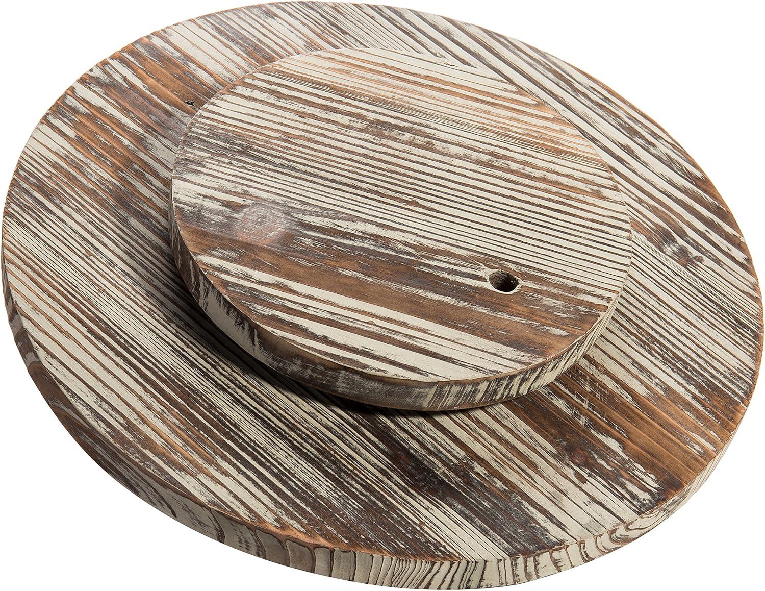 imageMyGift 128 Inch Round Rustic Torched Wood Lazy Susan Spinning Turntable Tray Rotating Wooden Countertop Spice Rack Kitchen Cabinet Organizer Home DecorTorched Wood