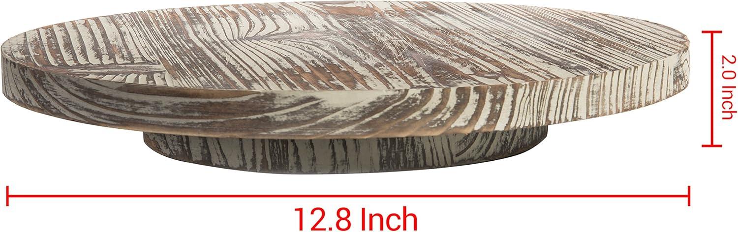 imageMyGift 128 Inch Round Rustic Torched Wood Lazy Susan Spinning Turntable Tray Rotating Wooden Countertop Spice Rack Kitchen Cabinet Organizer Home DecorTorched Wood