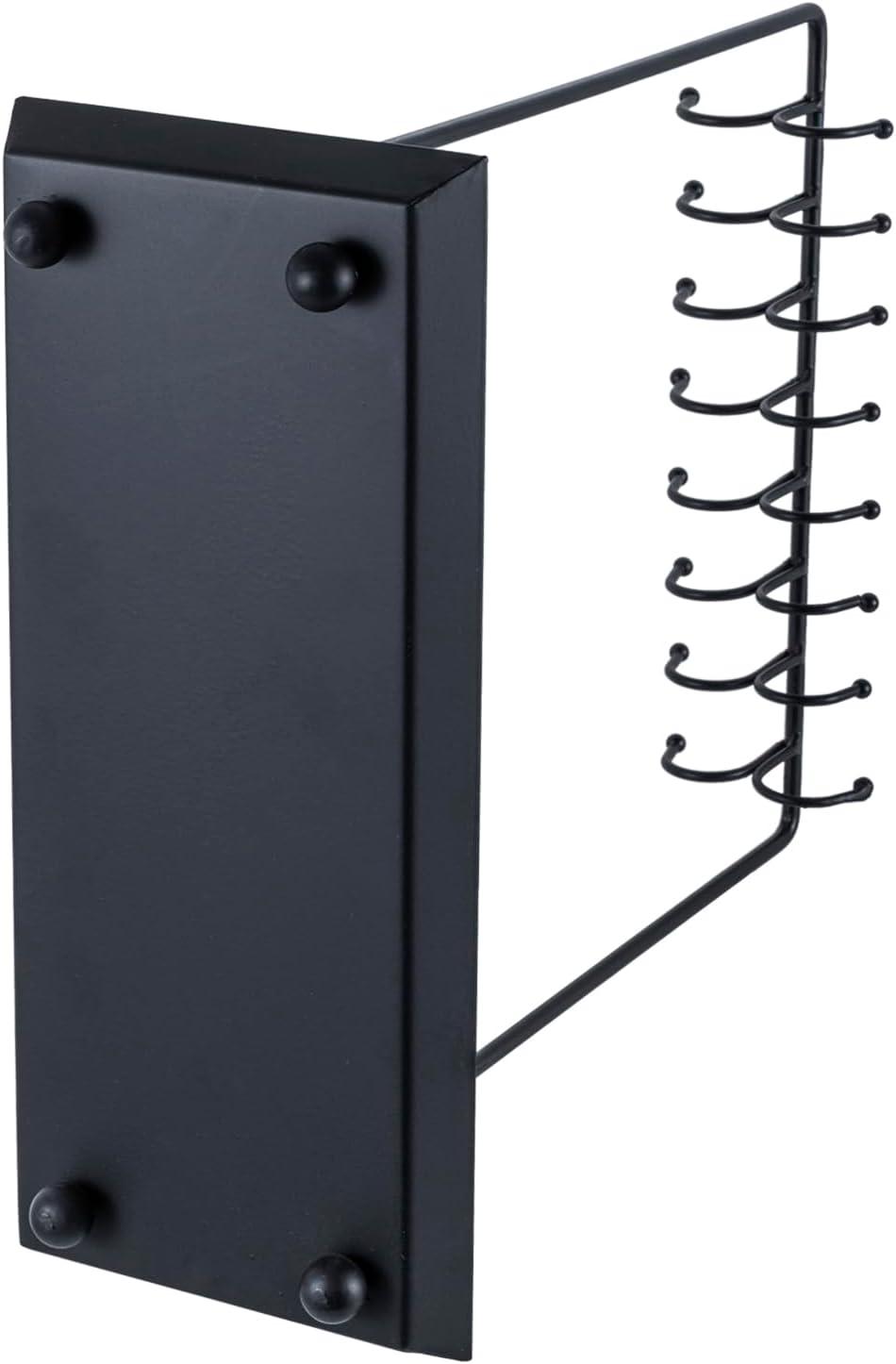 imageMyGift 14 Inch Brass Metal Jewelry Organizer Stand for Necklaces with 20 Hooks and Ring TrayBlack