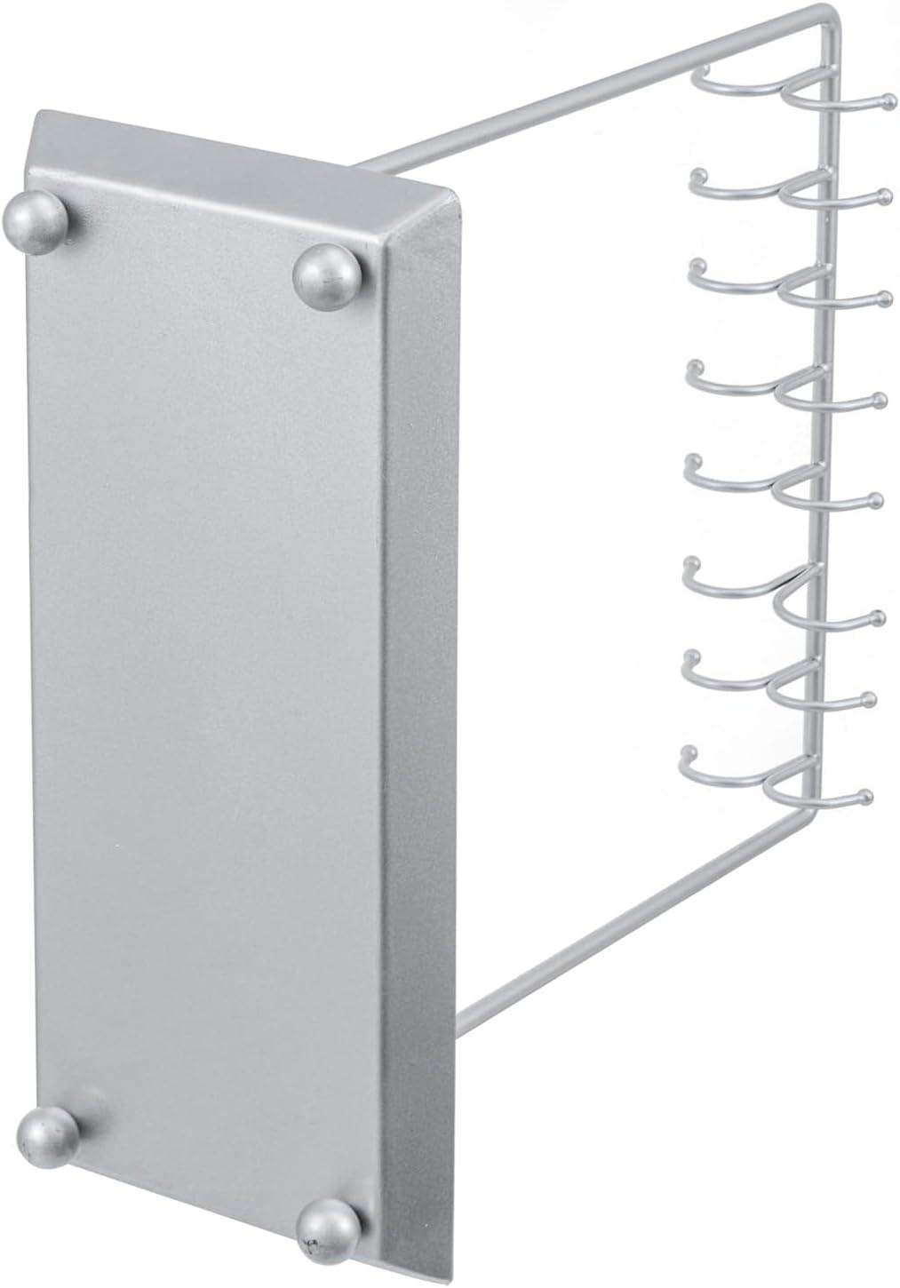 imageMyGift 14 Inch Brass Metal Jewelry Organizer Stand for Necklaces with 20 Hooks and Ring TraySilver