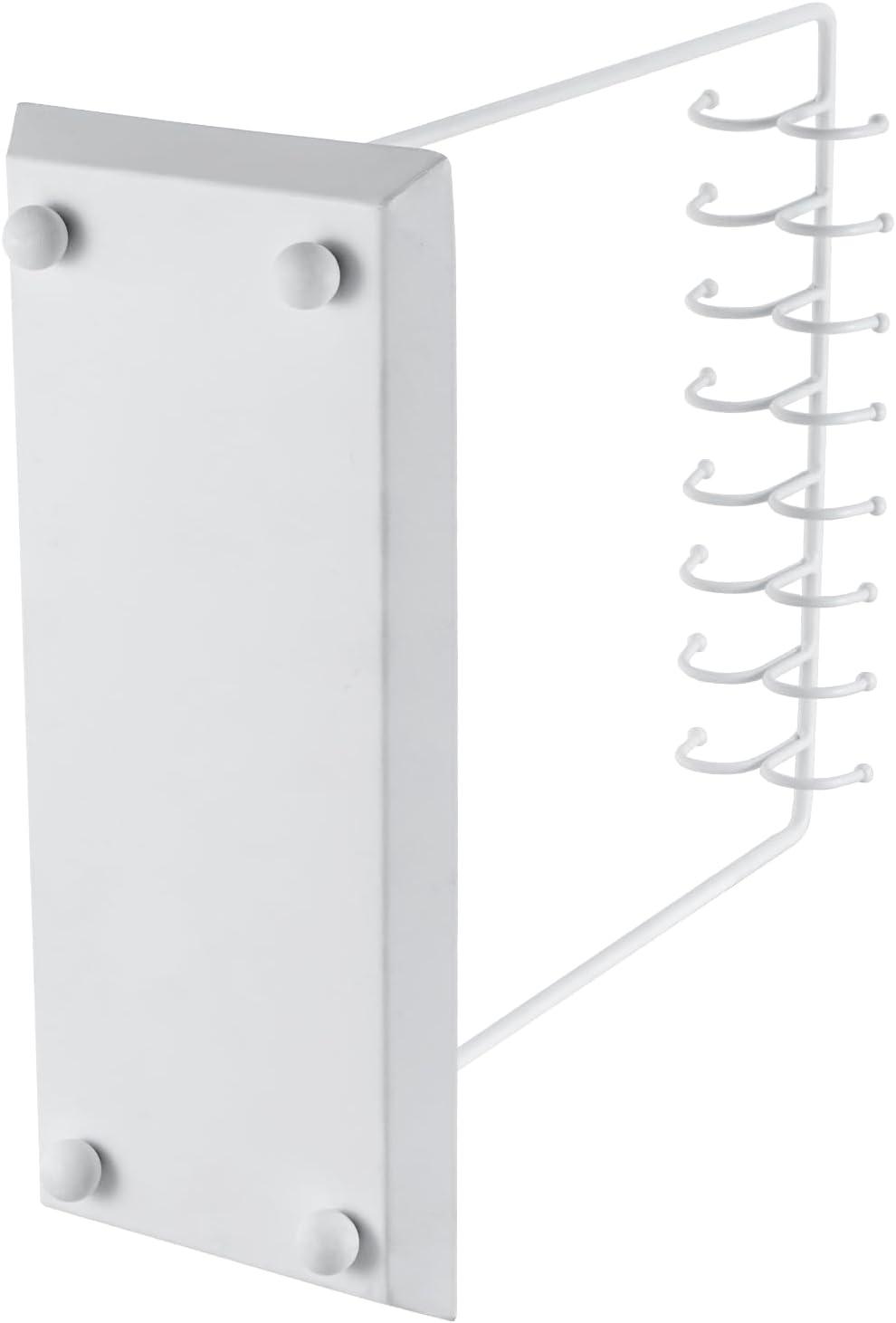 imageMyGift 14 Inch Brass Metal Jewelry Organizer Stand for Necklaces with 20 Hooks and Ring TrayWhite