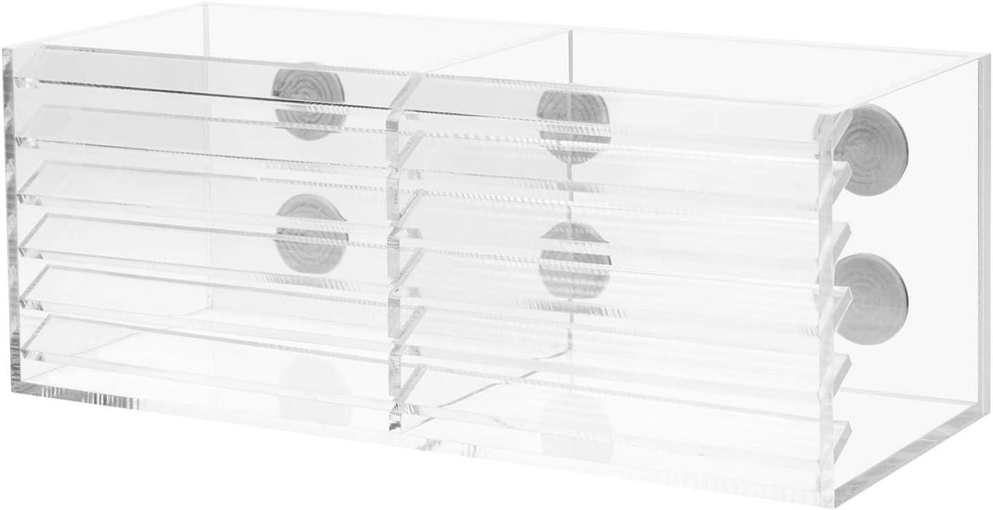 imageMyGift 2 Slot Clear Acrylic Magnetic Whiteboard Marker Holder Decorative Office Supplies Storage Bin Organizer Desktop Pencil Cup