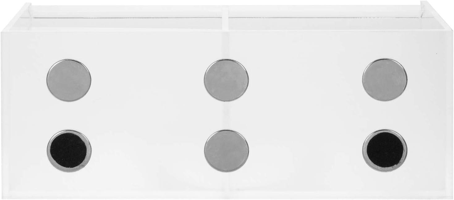 imageMyGift 2 Slot Clear Acrylic Magnetic Whiteboard Marker Holder Decorative Office Supplies Storage Bin Organizer Desktop Pencil Cup