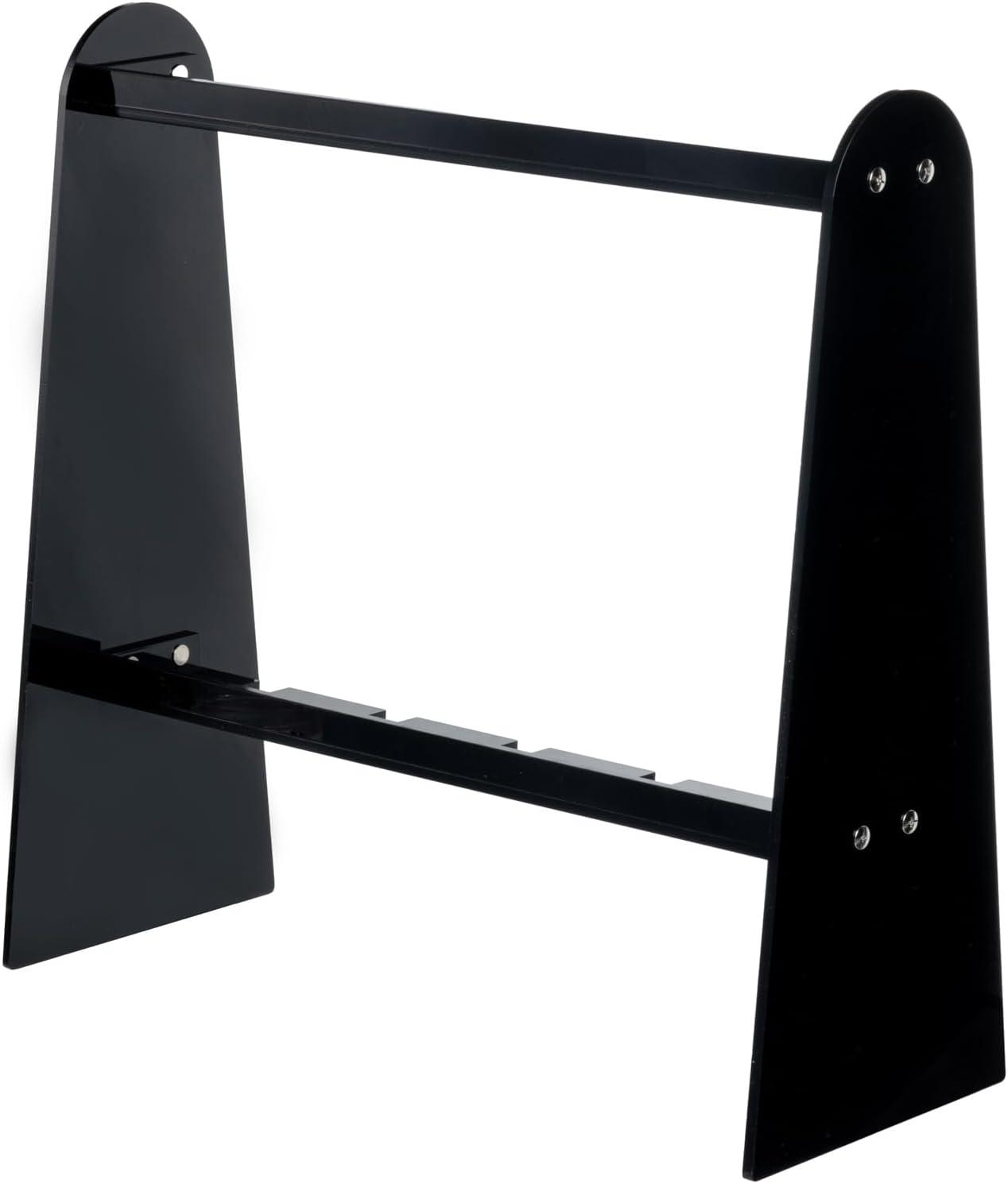 imageMyGift 2 Tier Rustic Premium Solid Acacia Wood Champagne Flute Glass Holder Stand Tabletop Party Stemware Hanging Display Rack with 10 Slots fits up to 9 Inch GlassesBlack Acrylic