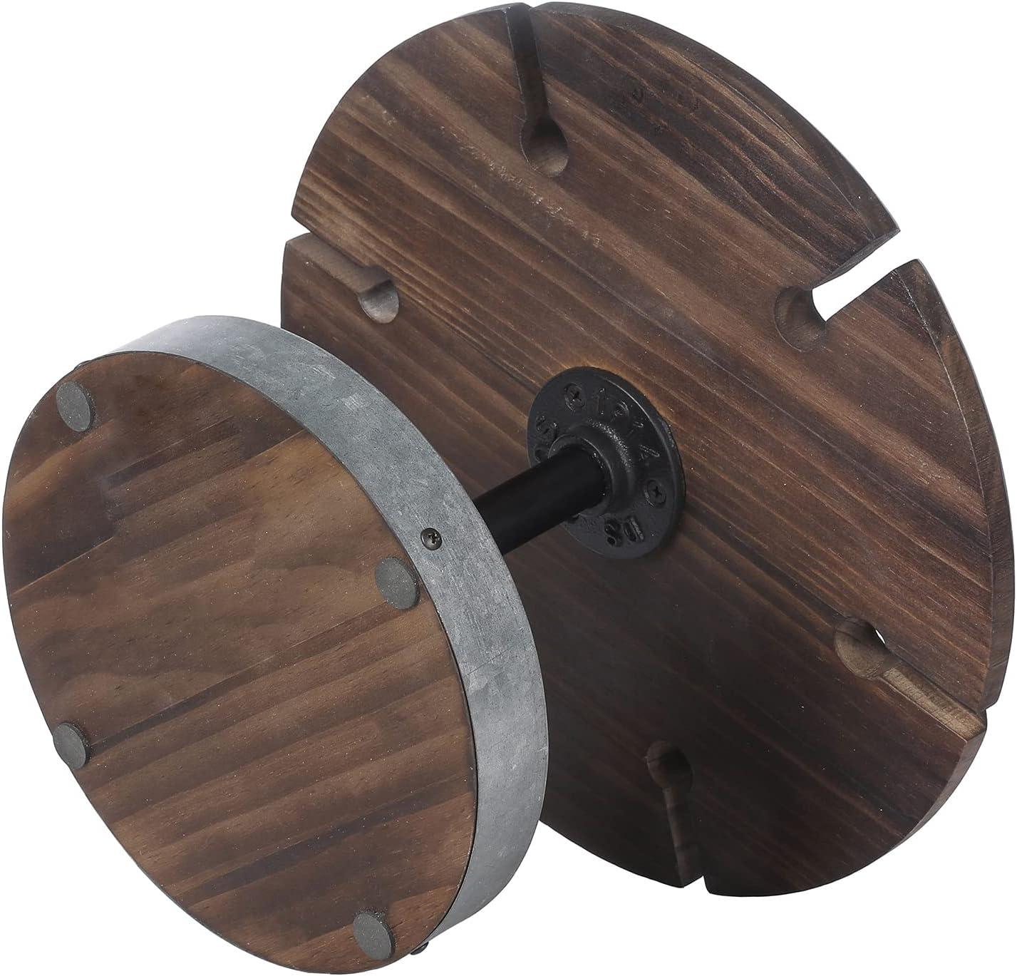 imageMyGift 2 Tier Rustic Premium Solid Acacia Wood Champagne Flute Glass Holder Stand Tabletop Party Stemware Hanging Display Rack with 10 Slots fits up to 9 Inch GlassesBurnt Wood