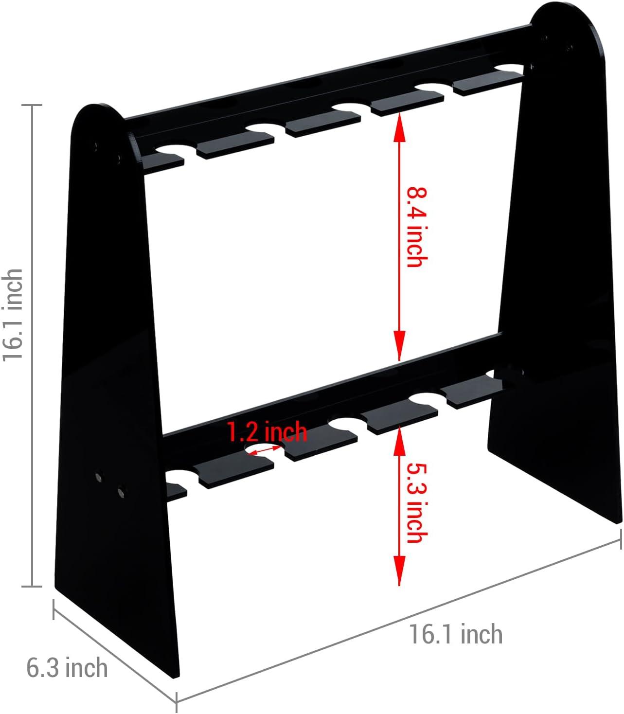 imageMyGift 2 Tier Rustic Premium Solid Acacia Wood Champagne Flute Glass Holder Stand Tabletop Party Stemware Hanging Display Rack with 10 Slots fits up to 9 Inch GlassesBlack Acrylic