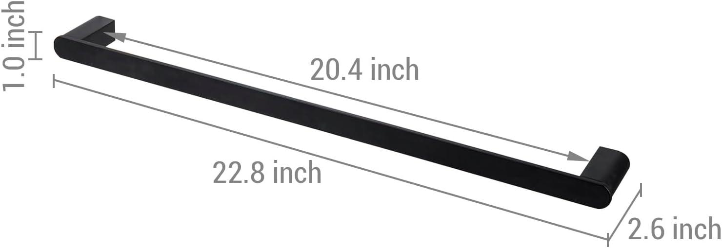 imageMyGift 20 Inch Towel Bar Premium Wall Mounted Bath Towel Hanger Rail Ultra Modern Minimalist Hotel Series Floating Bar for Hanging Bathroom Towels Black MetalBlack Metal