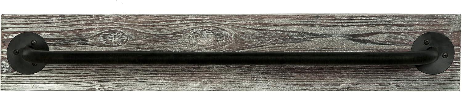 imageMyGift 20 Inch Towel Bar Premium Wall Mounted Bath Towel Hanger Rail Ultra Modern Minimalist Hotel Series Floating Bar for Hanging Bathroom Towels Black MetalTorched Wood