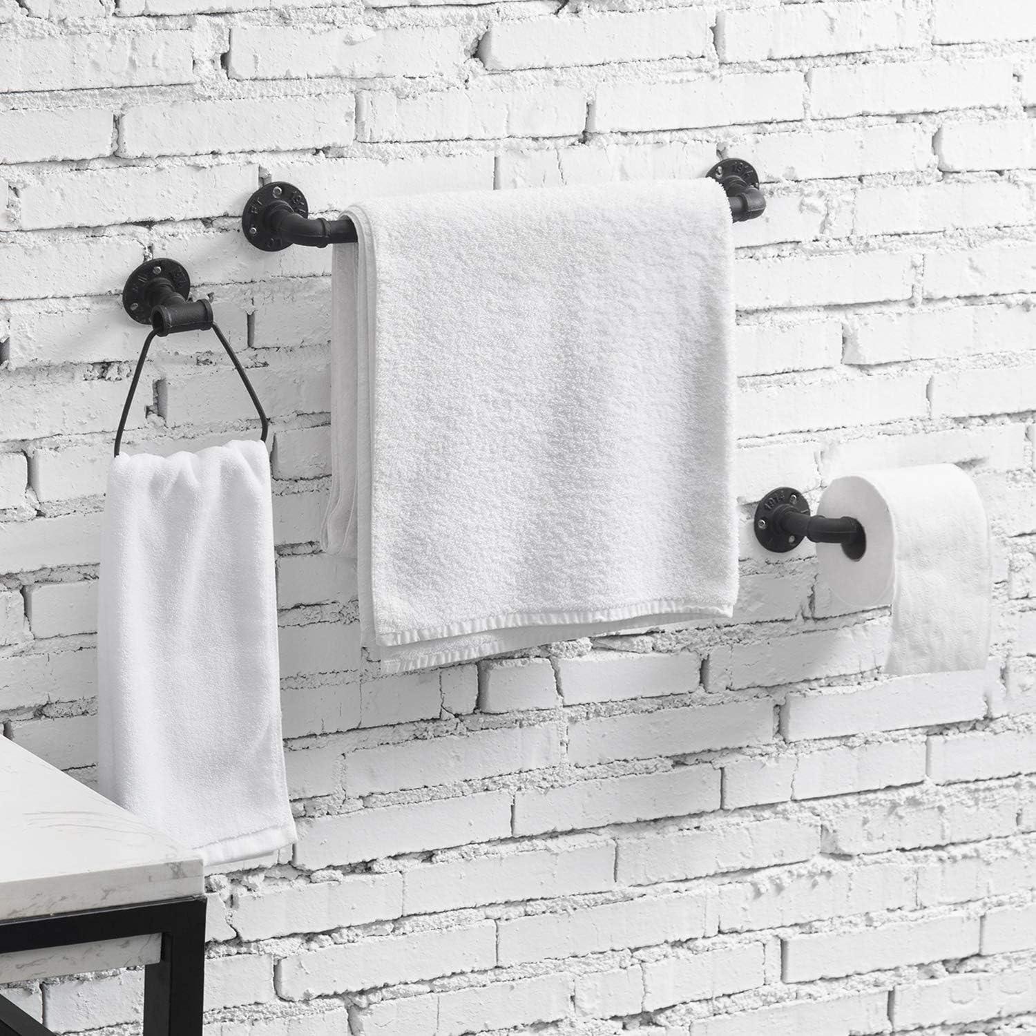 imageMyGift 24 Inch Towel Bar Premium Hotel Series Commercial Grade Stainless Steel Bathroom Towel Holder Wall Mounted Modern Gunmetal Gray Bar Rack for Hanging Bath TowelsBlack
