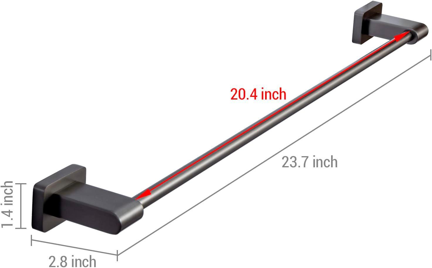 imageMyGift 24 Inch Towel Bar Premium Hotel Series Commercial Grade Stainless Steel Bathroom Towel Holder Wall Mounted Modern Gunmetal Gray Bar Rack for Hanging Bath TowelsMetal Gray