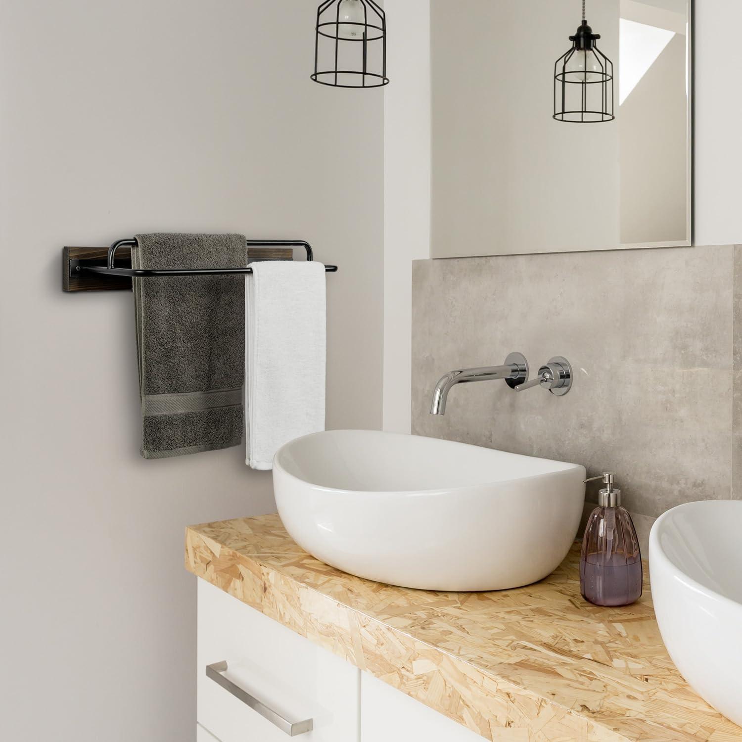 imageMyGift 24 Inch Towel Bar Premium Hotel Series Commercial Grade Stainless Steel Bathroom Towel Holder Wall Mounted Modern Gunmetal Gray Bar Rack for Hanging Bath TowelsDark Brown