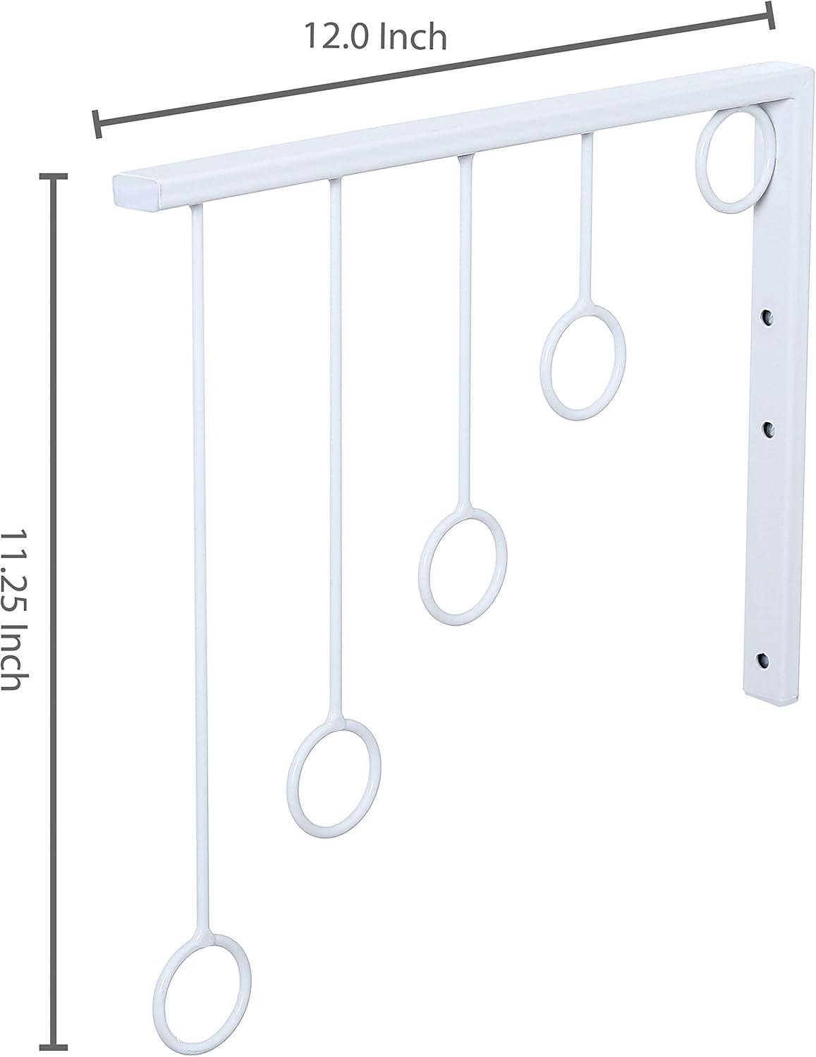 imageMyGift 3 Pack Wall Mounted Black Metal Garment Rack with 5 Hanging Rings Sturdy for Clothing Display Retail Clothing Organizer Wall Hanger for Clothes Coat Hanger for Entryway Mudroom BedroomWhite