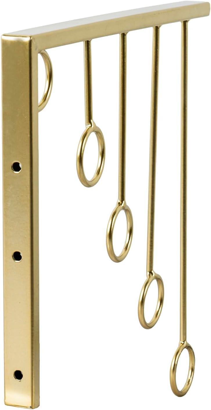 imageMyGift 3 Pack Wall Mounted Black Metal Garment Rack with 5 Hanging Rings Sturdy for Clothing Display Retail Clothing Organizer Wall Hanger for Clothes Coat Hanger for Entryway Mudroom BedroomGold