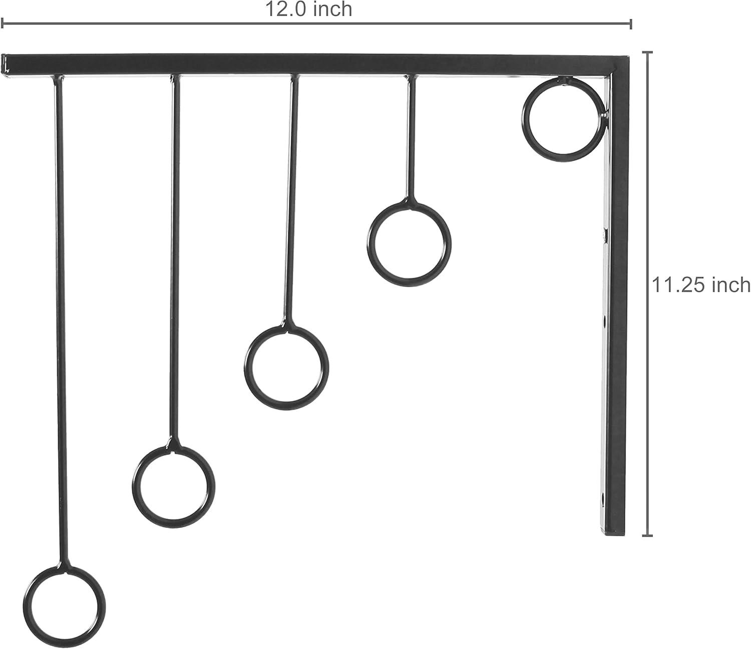 imageMyGift 3 Pack Wall Mounted Black Metal Garment Rack with 5 Hanging Rings Sturdy for Clothing Display Retail Clothing Organizer Wall Hanger for Clothes Coat Hanger for Entryway Mudroom BedroomBlack