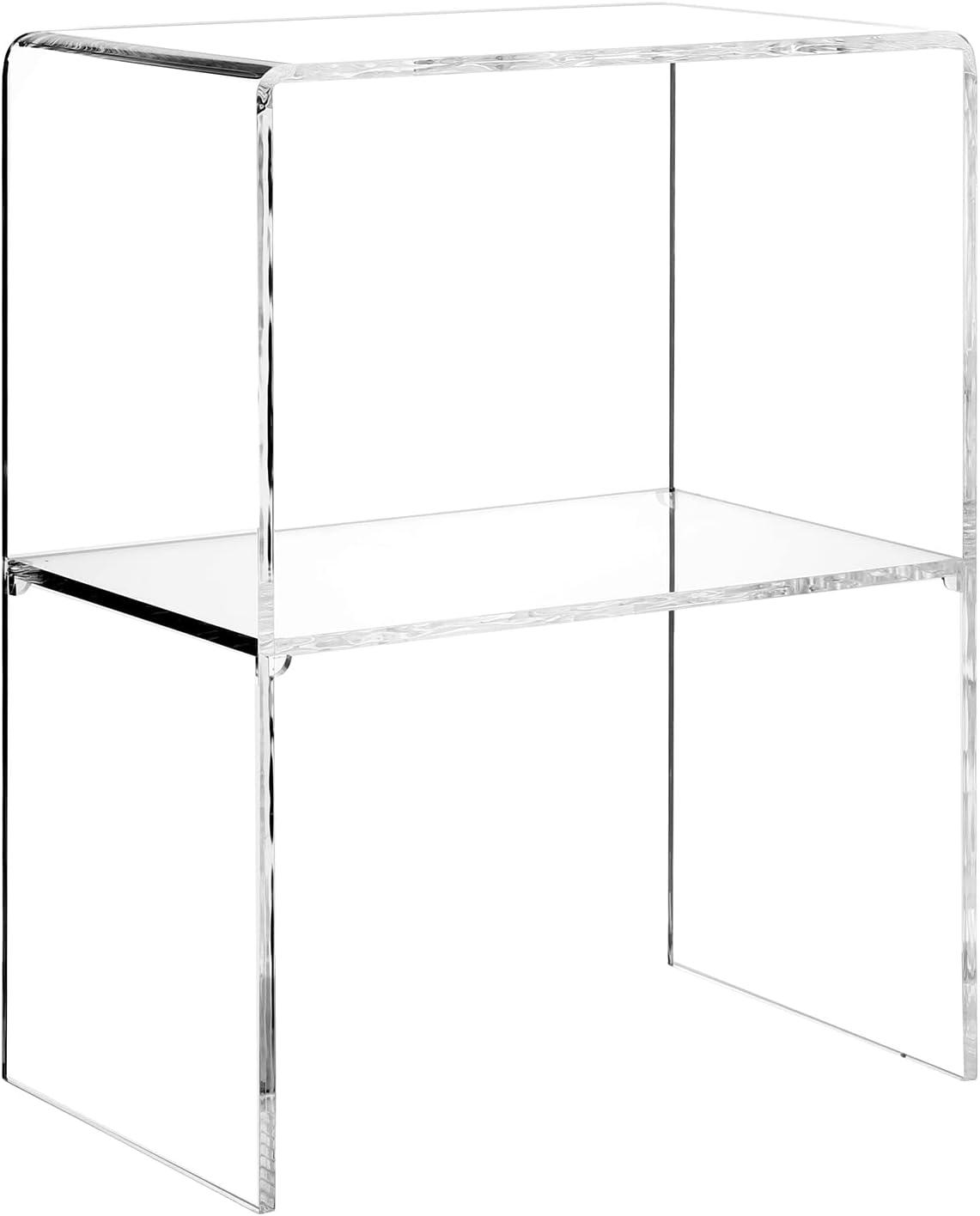 imageMyGift 3 Tier Clear Acrylic Table Accent Furniture for Living Room Bedroom Clear Nightstand Side End Tables24 Inch 2 Tier