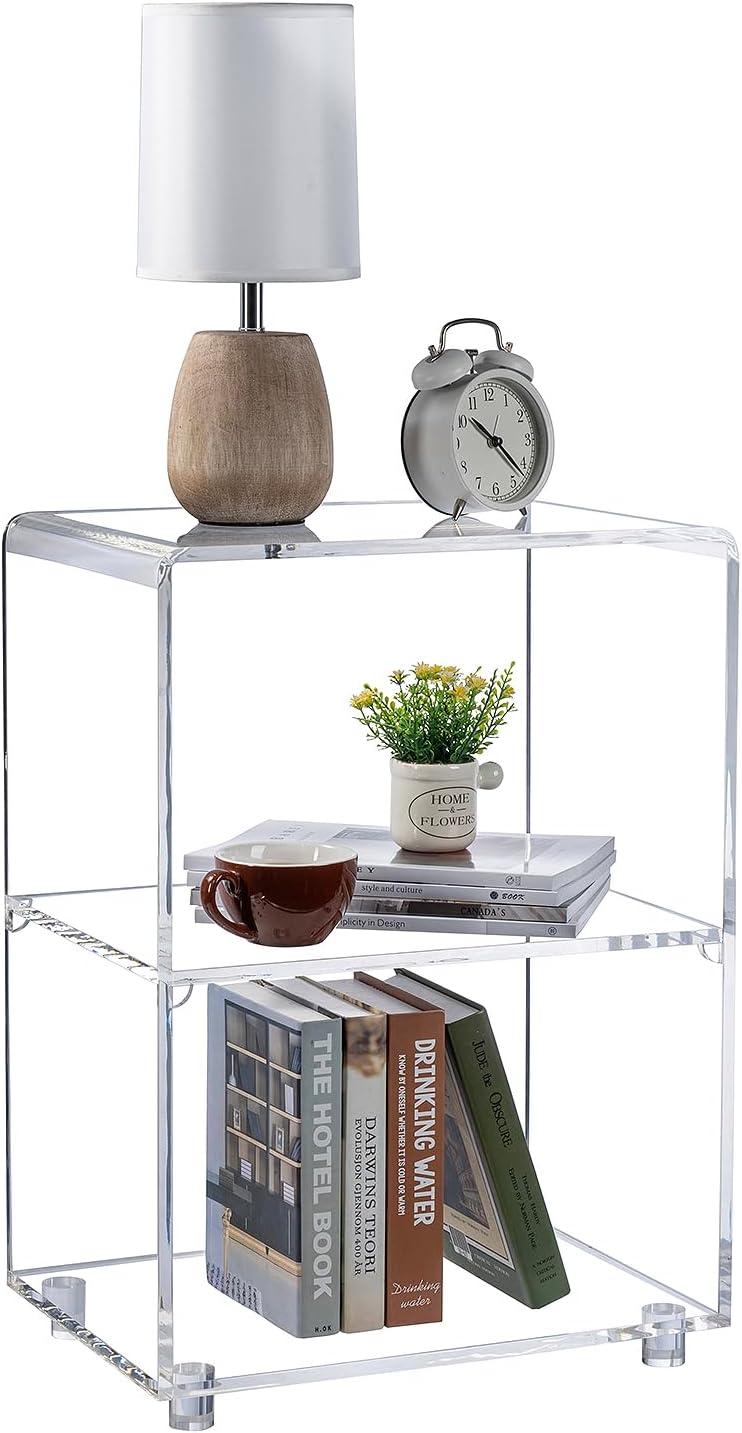 imageMyGift 3 Tier Clear Acrylic Table Accent Furniture for Living Room Bedroom Clear Nightstand Side End TablesMedium