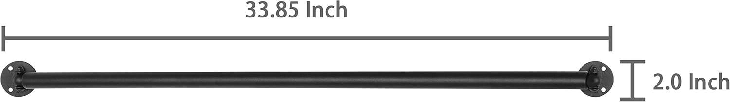 imageMyGift 33 Inch Matte Black Wall Mounted Metal Corner Clothing Hanging Bar Garment Rack Set of 2