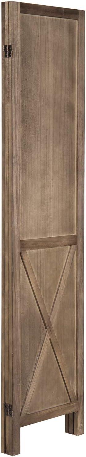 imageMyGift 3Panel Burnt Wood Room Divider Folding Burn Wood Privacy Screens for Room Separation with DualAction Hinges