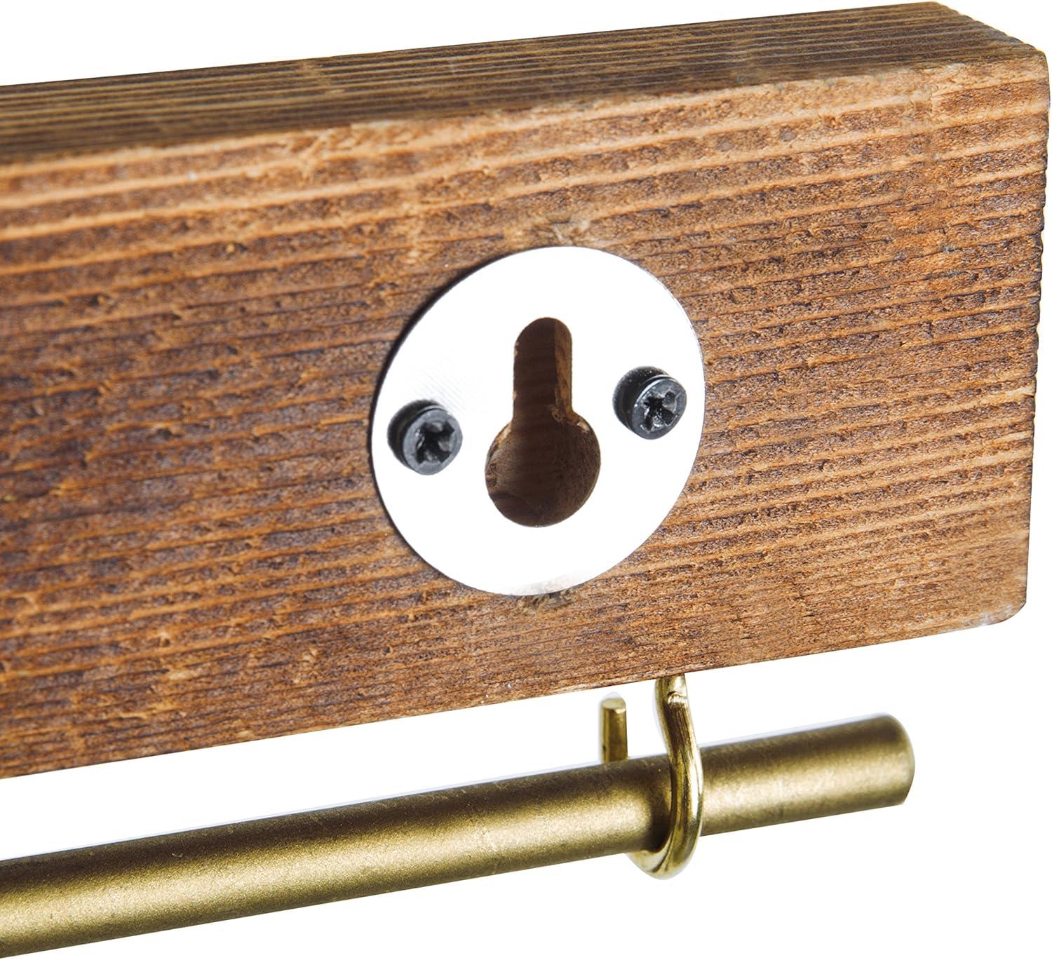 imageMyGift 3Piece Wall Jewelry Organizer WallMounted Rustic Wood and Gold Tone Metal 24 Hook Necklace and Bracelet Storage Rack with Hanging Earring BarWOOD3Piece