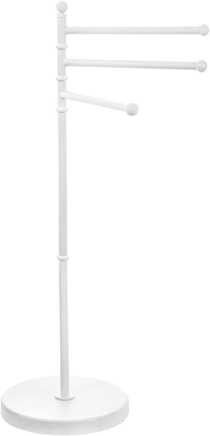 imageMyGift 40Inch Silver Metal Freestanding Towel Rack for Bathroom with 3 Swivel ArmsWhite