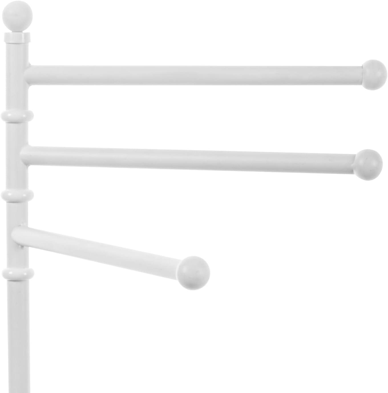 imageMyGift 40Inch Silver Metal Freestanding Towel Rack for Bathroom with 3 Swivel ArmsWhite