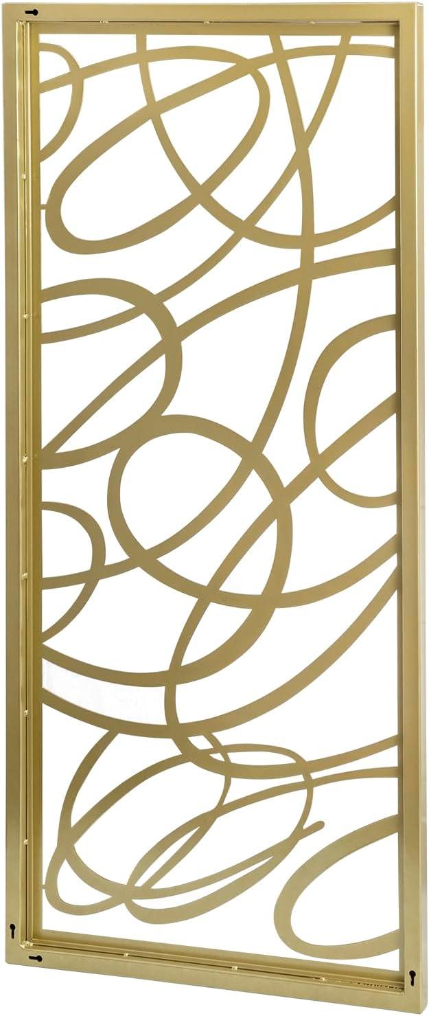 imageMyGift 44 x 22 Large Gold Metal Minimalist Abstract Laser Cut Design Wall Art Suitable for Hotel Living Room Office Accent Home Decor Ready to Hang PanelGold