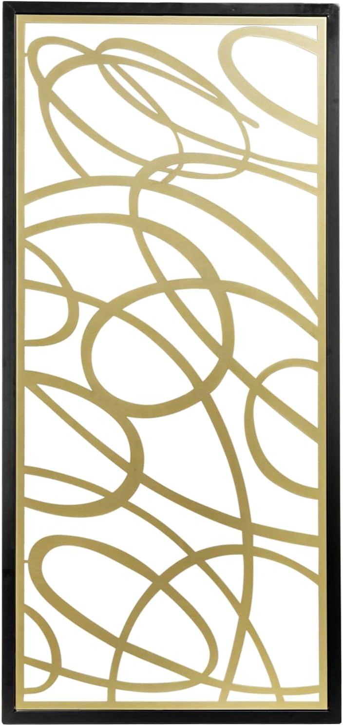 imageMyGift 44 x 22 Large Gold Metal Minimalist Abstract Laser Cut Design Wall Art Suitable for Hotel Living Room Office Accent Home Decor Ready to Hang PanelGold Black