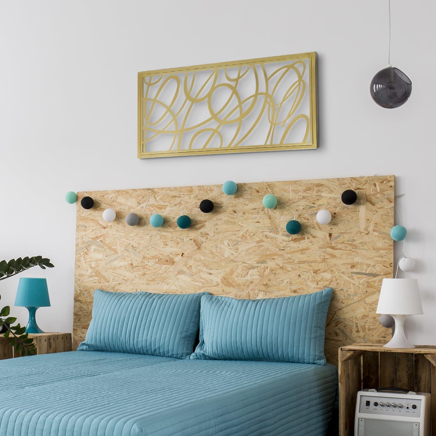 imageMyGift 44 x 22 Large Gold Metal Minimalist Abstract Laser Cut Design Wall Art Suitable for Hotel Living Room Office Accent Home Decor Ready to Hang PanelGold