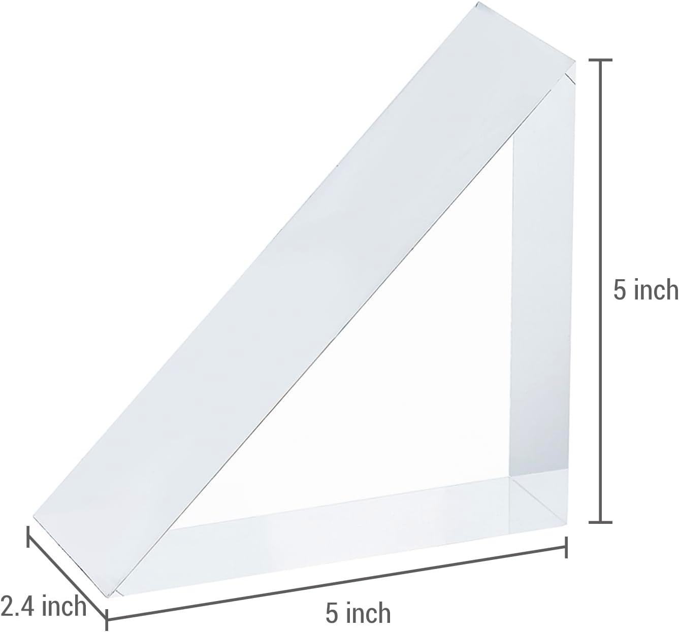imageMyGift 5 Inch Premium Hotel Style Clear Thick Acrylic Triangle Shaped Bookends Decorative Transparent Triangular Book Stands for Home Office School Desk or Shelf 1 PairAcrylic