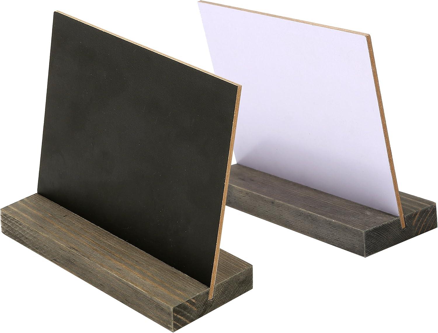 imageMyGift 5 x 6quot Place Card Chalkboard Sign with Rustic Brown Wood Base Stand for Wedding Food Buffet Label Table Numbers Message Boards Party Decorations Event Supplies Set of 6Rustic Brown