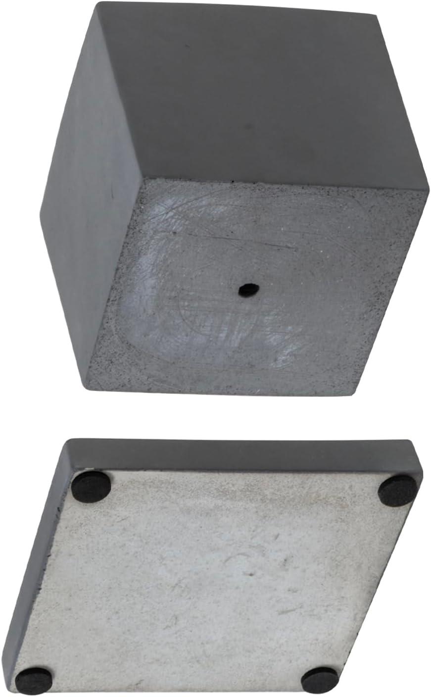 imageMyGift 5Inch Square Light Gray Cement Plant Pot with Drainage Small Flower Succulent Planters with Removable Saucer Trays Set of 2Dark Gray