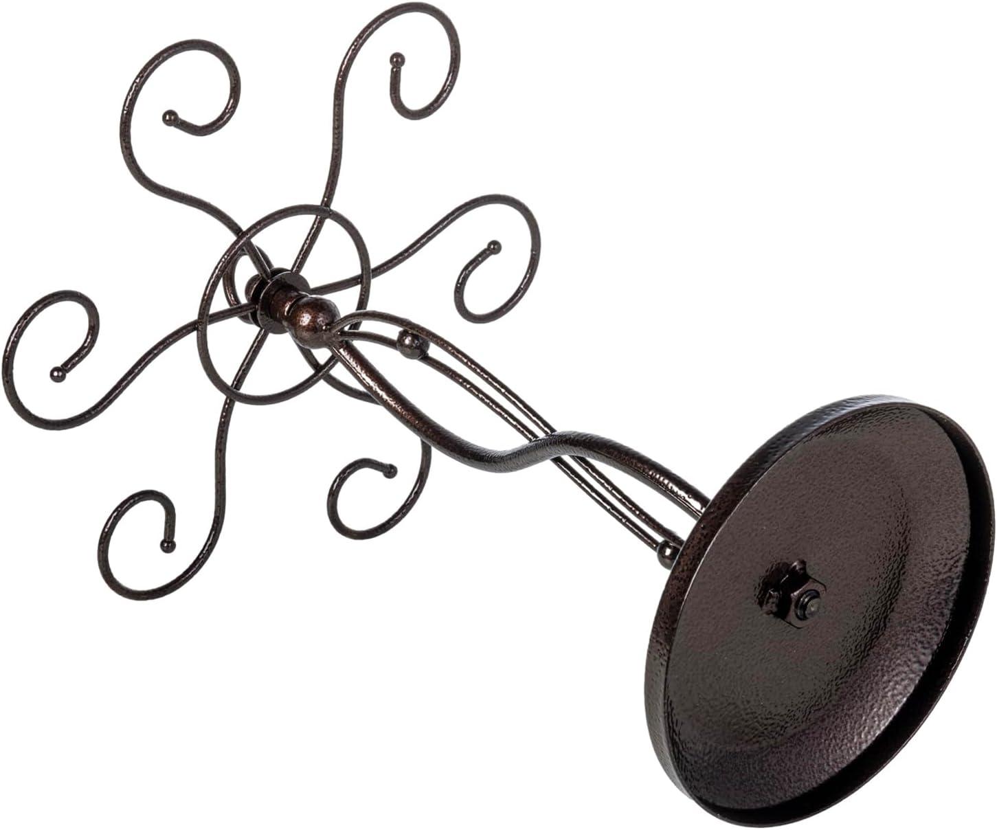imageMyGift 6Hook Rotating Wine Glass Rack with Sturdy Base ampamp Scrollwork Design Black Metal Countertop Stemware Holder RustResistant SpaceSaving Storage for Kitchen Bar Dining Table 1375quot HBronze