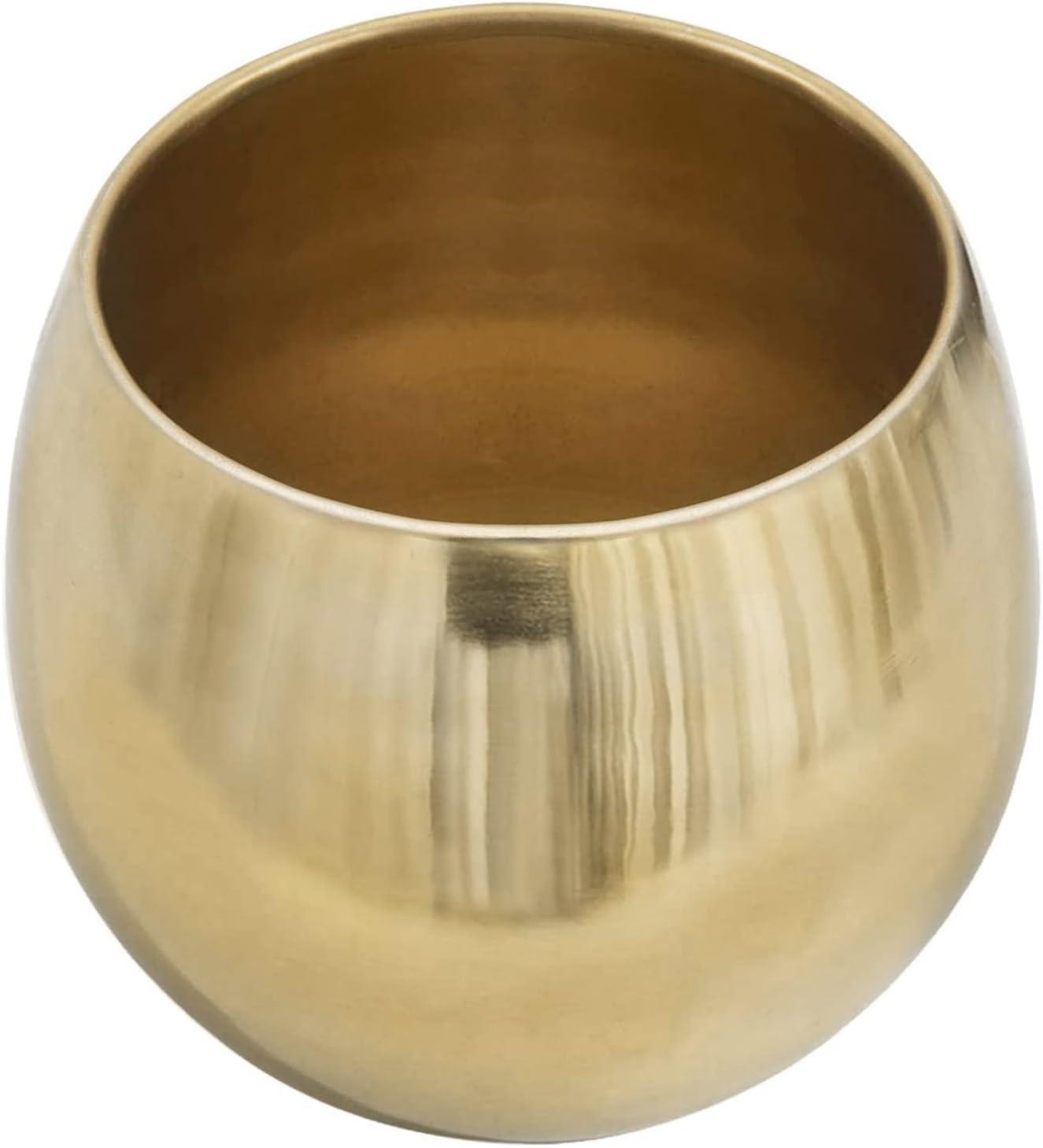 imageMyGift 6Inch Brushed Brass Plated Metal Table Vase Round BowlShaped Succulent Planter Pot Handcrafted in India