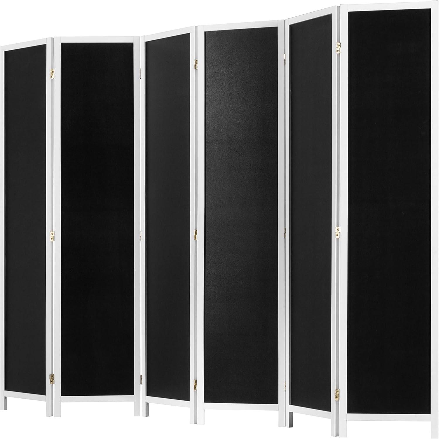 imageMyGift 6Panel Folding Room Divider with Erasable Chalkboard Panels 6FT Decorative DIY Design Semi Private Screen with Wood Frame College Dorm Room Divider and Decor 63W x 7075H