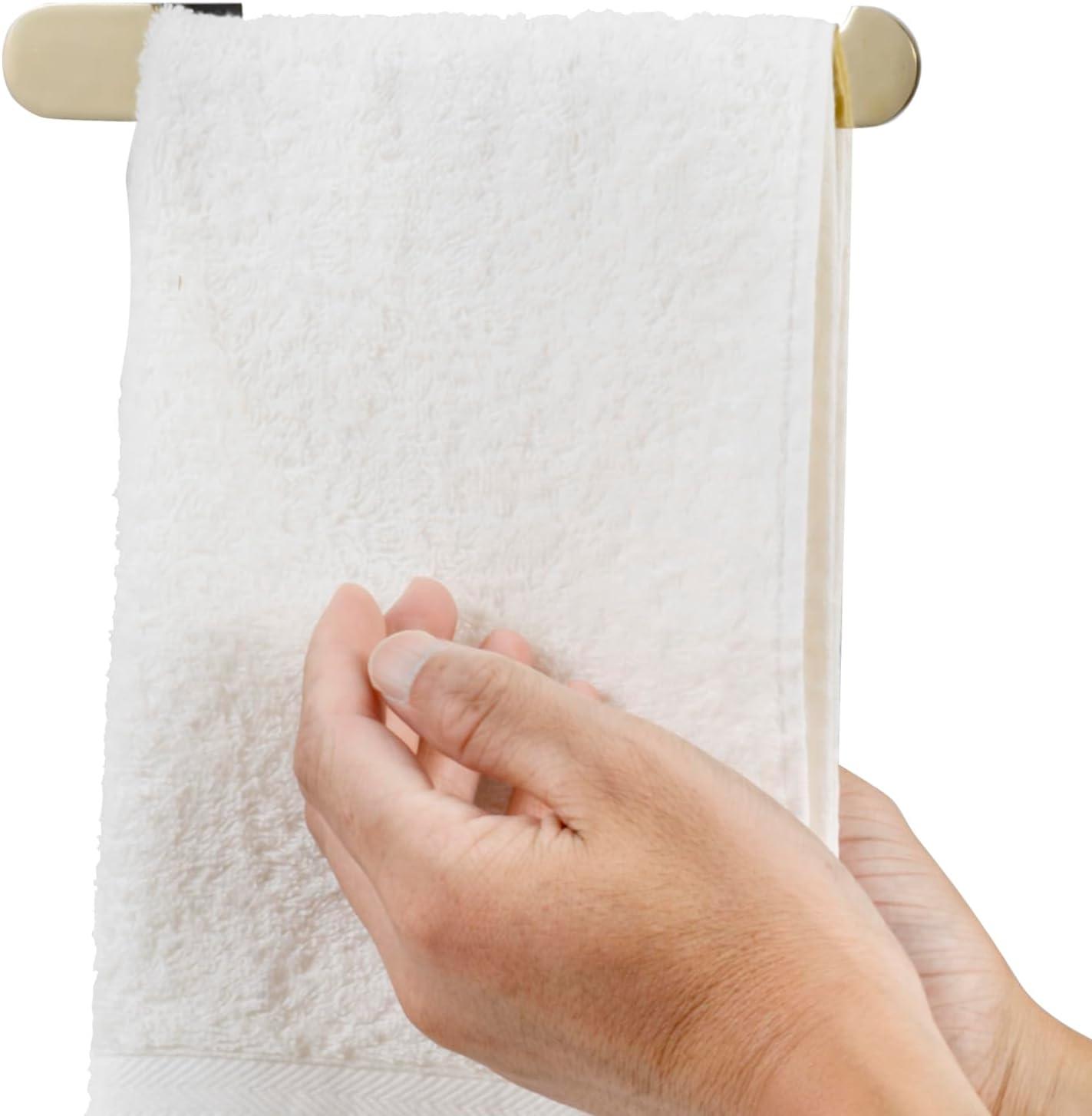 imageMyGift 79 Inch Gunmetal Hand Towel Holder Rack Wall Mounted Premium Hotel Series Dark Gray Metal Hook for Hanging Hand Drying Towels Bathroom Hand Towel RingBlack Gold