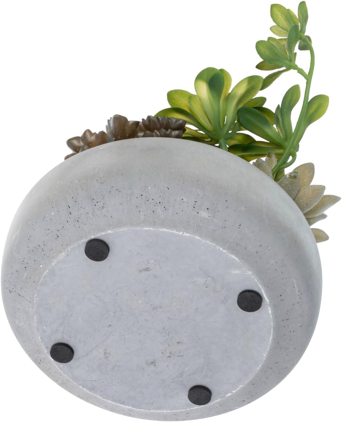 imageMyGift 8 Inch Round Modern Artificial Succulent Arrangement Potted in Gray Concrete Plant Bowl Assorted Faux Mini Succulents in a Decorative Planter PotDark Grey