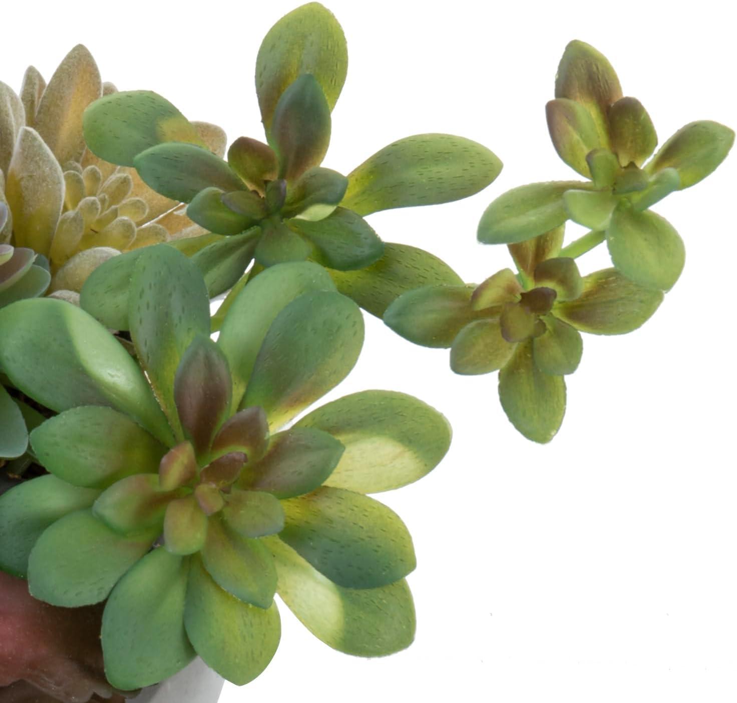 imageMyGift 8 Inch Round Modern Artificial Succulent Arrangement Potted in Gray Concrete Plant Bowl Assorted Faux Mini Succulents in a Decorative Planter PotDark Grey