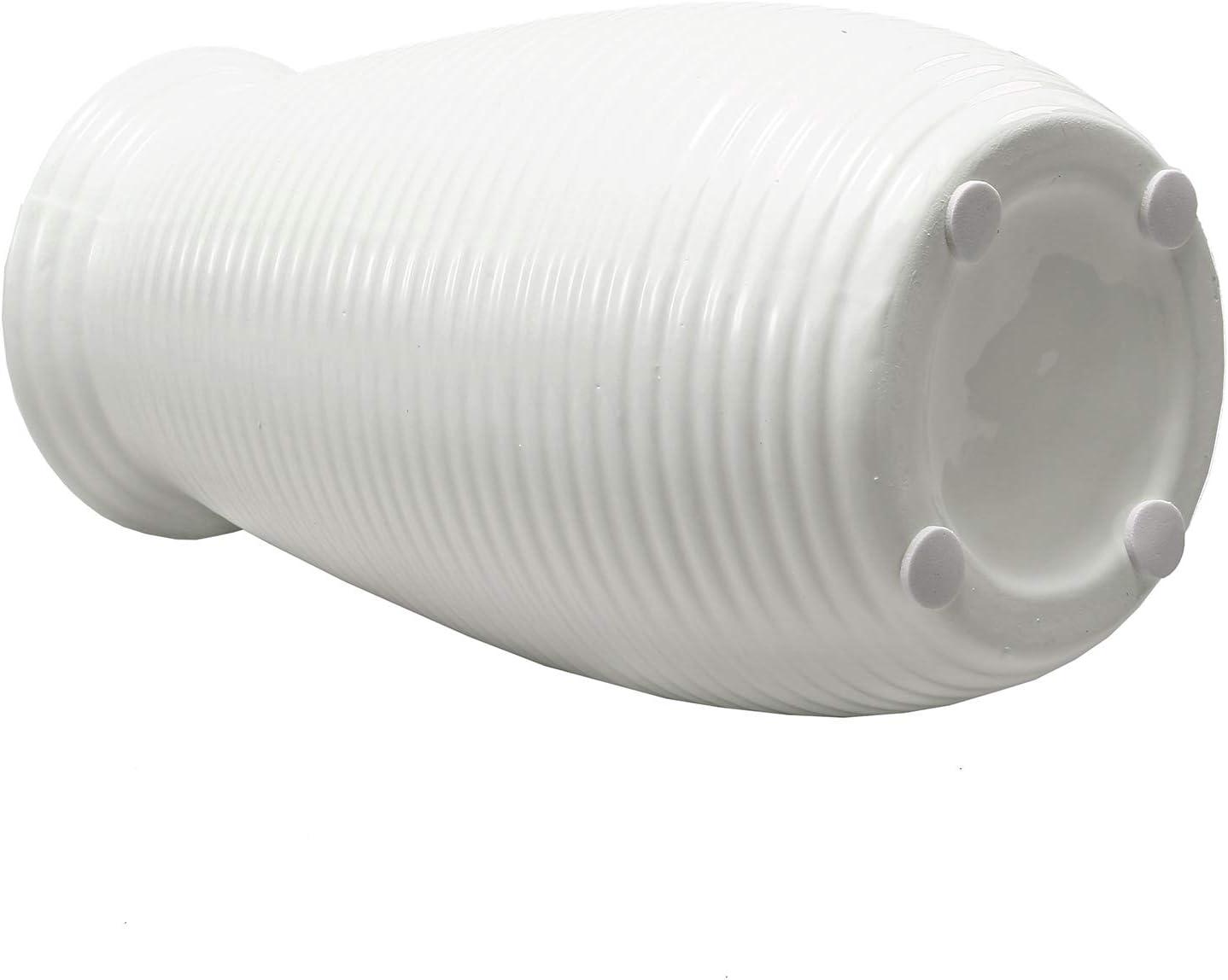 imageMyGift 8 inch Modern Ceramic Vase White Ribbed Decorative Tabletop Floral Centerpiece Home Decor Decoration Vase