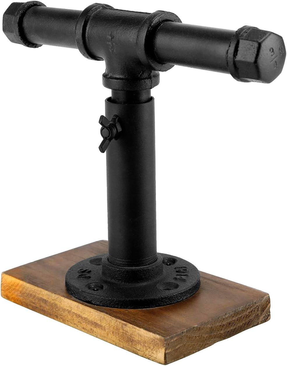 imageMyGift Adjustable 2Tier Industrial Jewelry Display Stand Rustic Metal Pipe ampamp Brown Wood Base for Necklaces Bracelets Watches Home ampamp Boutique Decor 1175quot HBlack Brown