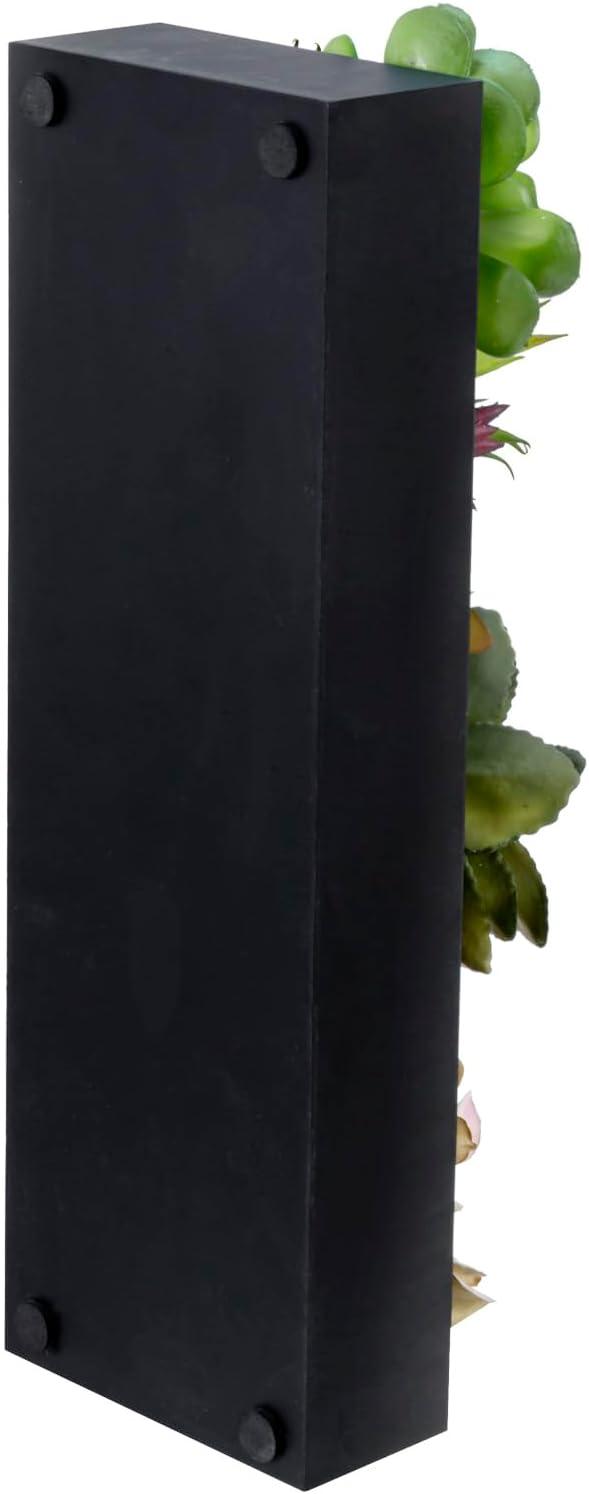 imageMyGift Artificial Succulent Centerpiece1575 Inch Faux Succulents Arrangement Plants in Sleek Black Wooden Rectangular Planter BoxBlack Wood