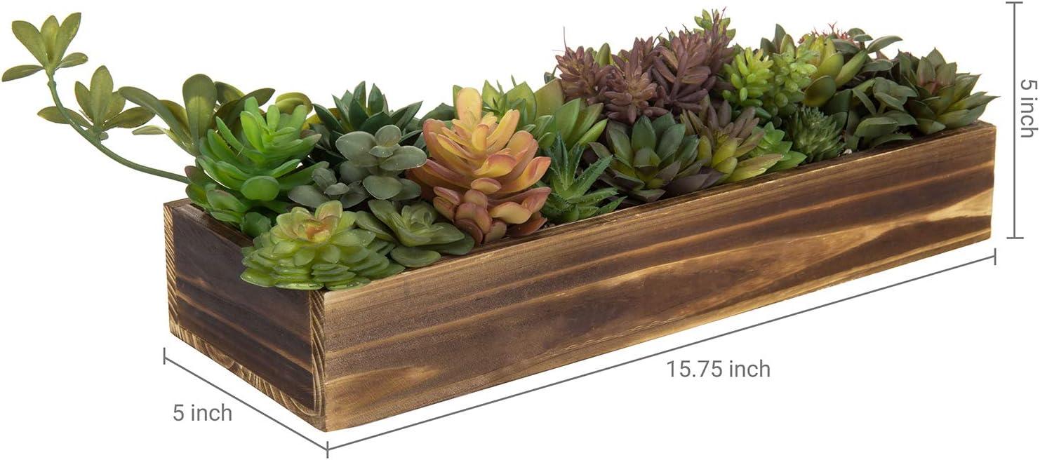imageMyGift Artificial Succulent Centerpiece1575 Inch Faux Succulents Arrangement Plants in Sleek Black Wooden Rectangular Planter BoxBrown
